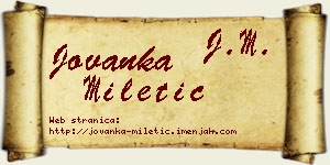 Jovanka Miletić vizit kartica